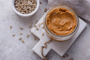 Sunflower butter or sunbutter. Hypoallergenic spread