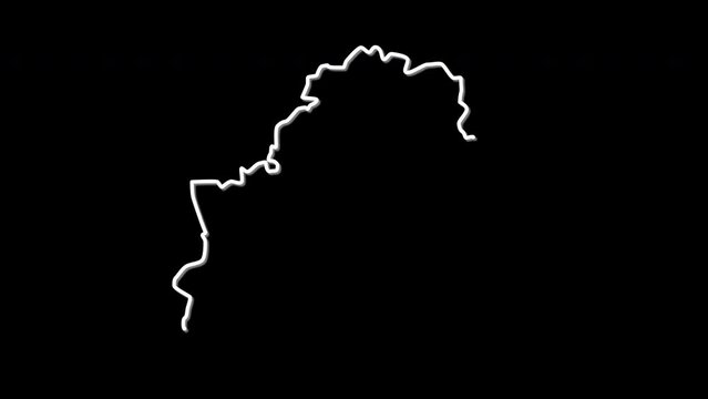 Belarus map, country territory outline self drawing animation. Line art.