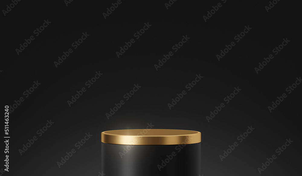 Aufkleber empty black gold 3d podium stage background with geometric presentation platform luxury pedestal or 