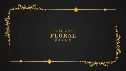 Elegant golden ornamental floral luxury frame design