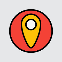 Location icon in filled line style about user interface, use for website mobile app presentation