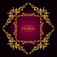 Artistic golden floral frame border illustration design
