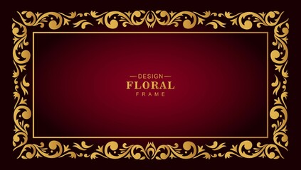 Artistic golden floral frame border illustration design