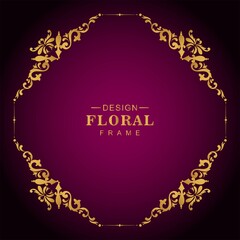 Ornamental decorative golden border floral frame background
