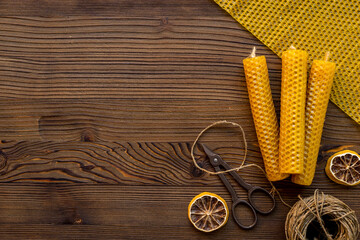 Natural beeswax honey aroma candles. Eco home decor product