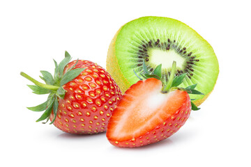 strawberry and kiwi on white