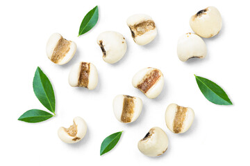 Job's tears (Adlay millet) seeds isolated on white background. Top view.