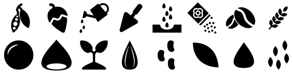 Seed solid icon vector. agriculture illustration symbol collection. bean sign or logo.