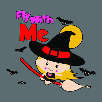 halloween witch on a broom