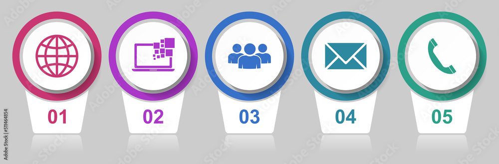 Poster social media concept vector icon set, internet modern design infographic template, colorful web poin
