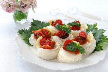 冷製ラタトゥイユそうめん　アレンジそうめん　そうめんアレンジ