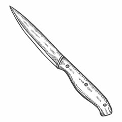 kitchen carving knife isolated doodle hand drawn sketch with outline style