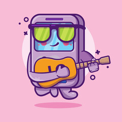cool portable video game character mascot playing guitar isolated cartoon in flat style design