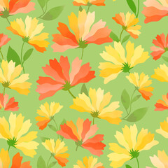 a bright seamless pattern depicting yellow-orange fancy colors using texture and watercolor effect.