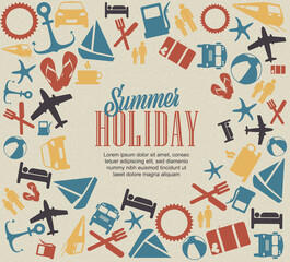 Summer retro travel banner header poster template