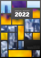 Dark annual report front cover page template with photo
