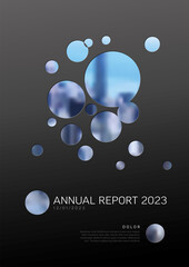 Dark annual report front cover page template with photo