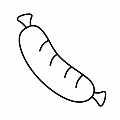 Single sausage line icon in linear style isolated on white background. Pictogram symbol and illustration for logo. Thin black line vector.