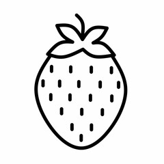 Single strawberry line icon in linear style isolated on white background. Pictogram symbol and illustration for logo. Thin black line vector.