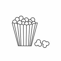 Single popcorn line icon in linear style isolated on white background. Pictogram symbol and illustration for logo. Thin black line vector.