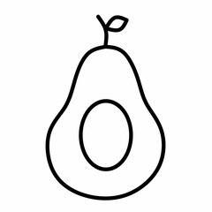 Single half avocado line icon in linear style isolated on white background. Pictogram symbol and illustration for logo. Thin black line vector.