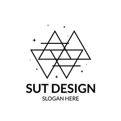 Naklejka premium triangle logo in astronomical boho style, geometric