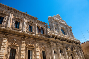 bogato zdobiona fasada budynku - Basilica of Santa Croce - obrazy, fototapety, plakaty