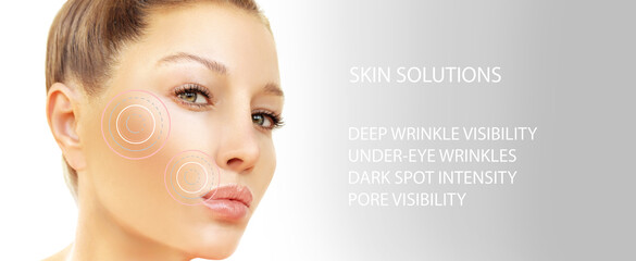 Skin solutions.Concept of rejuvenation,detecting  ageing signs