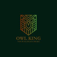 Owl king monoline style logo template