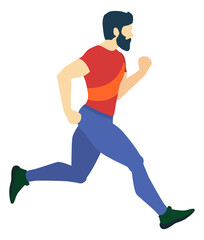 Fototapeta na wymiar Man running fast. Marathon training. Speed competition