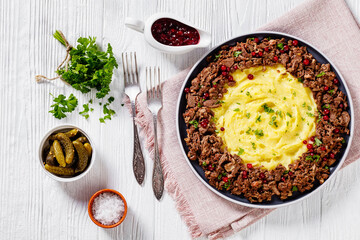 Reindeer Stew with Lingonberries and potato puree