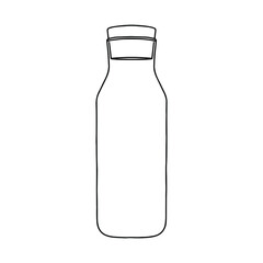 Bottle with stopper. Vector illustration of package for liquid. Line design icon.