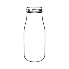 Glass bottle mockup. Vector illustration of package for liquid. Line design icon.