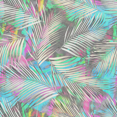 Fototapeta na wymiar Tropical Palm Repeat Pattern