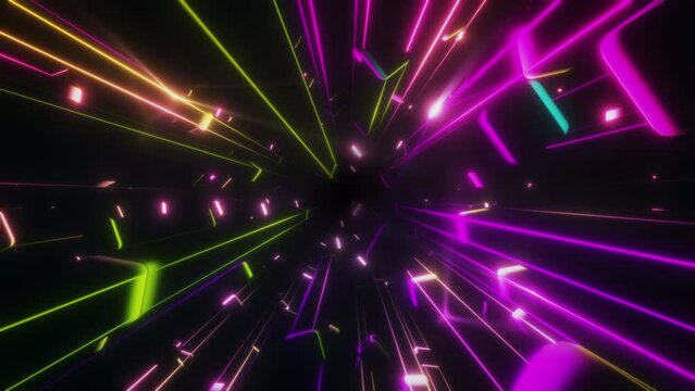 VJ Loop Of Elongated Rectangular Shapes In Retro Neon Colors