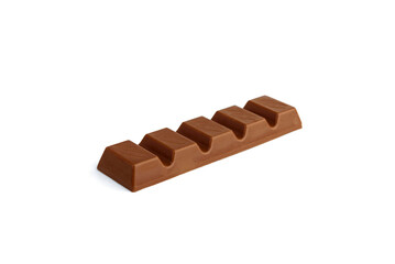 Chocolate pieces with milk filling isolated on white background.