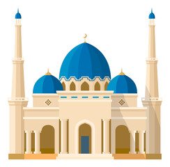 Islamic building icon. Eastern mosque. Cartoon temple