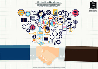 Illustration business.design modern  idea and concept think creativity. for brainstorm,Social network,success,plan,think,search,analyze,communicate, futuristic idea innovation technology.