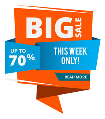 Big sale tag. Promotion label. Special offer banner