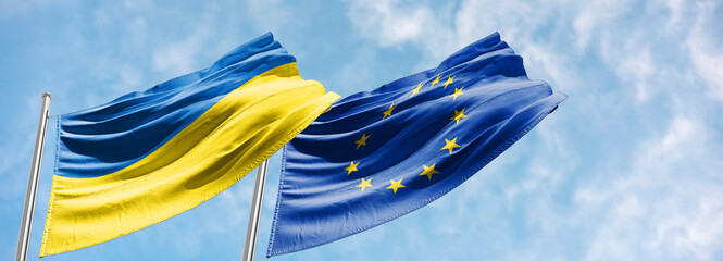 flag ukraine and european union ukraine candidate in european union