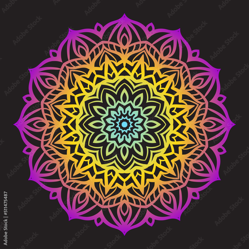 Poster gradient abstract mandala flower vector design element