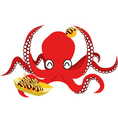 タコとたこ焼きのイラスト