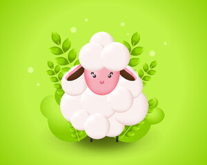 cute 3d style sheep vector illustration