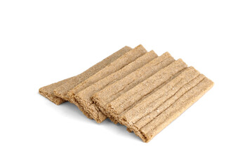 Crunchy rye crispbreads isolated on white background.