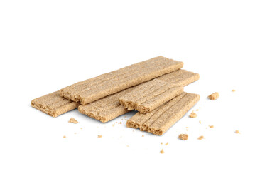 Crunchy rye crispbreads isolated on white background.