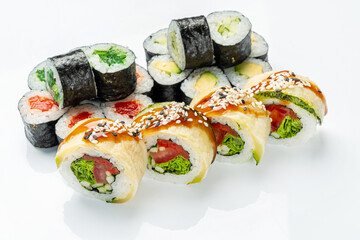sushi set on the white background