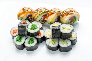 sushi set on the white background