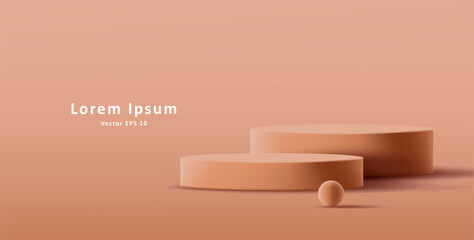 realistic blank product podium scene, brown pastel colors. Vector illustration