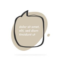 Hand drawn doodle speech bubbles set with accentuation, filled with paint strokes and abstract trendy shape