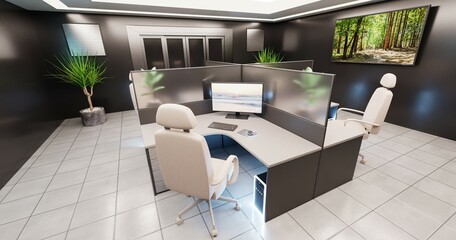 Fototapeta na wymiar Realistic 3D Render of Office Interior